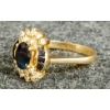 Image 2 : 14K GOLD OVAL CUT SAPPHIRE & DIAMOND CLUSTER RING W/ APPRAISAL
