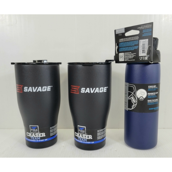 LOT OF 3 - TUMBLERS - INCL ORCA SAVAGE & CAMELBAK - AS NEW