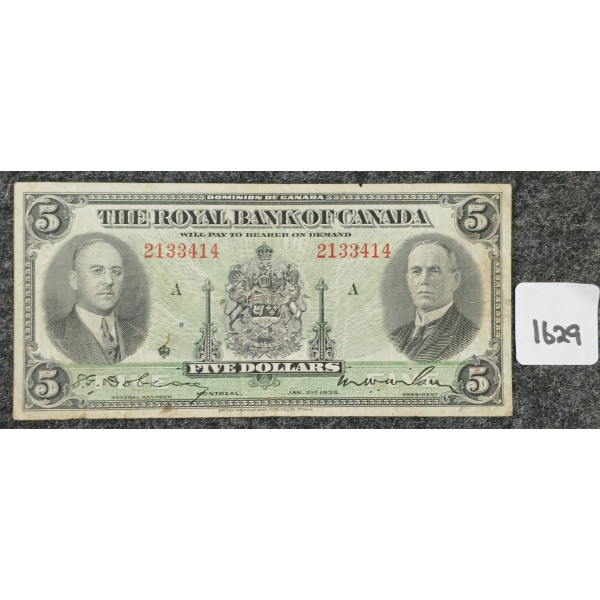 1935 THE ROYAL BANK OF CANADA $5 BANKNOTE