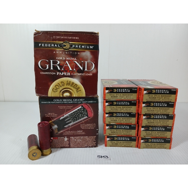 AMMO: 100X FEDERAL 12GA - 2 3/4IN - #8 & BUCK SHOT - INCL GOLD MEDAL GRAND PAPER