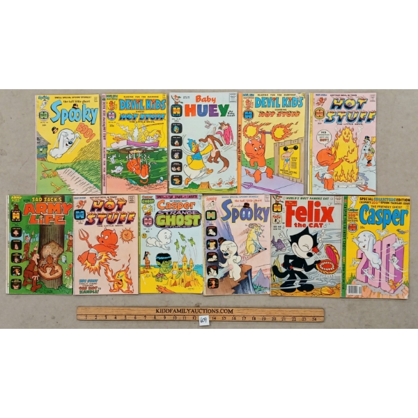 LOT OF 11 - HARVEY COMICS - CASPER, SPOOKY, HOT STUFF, FELIX THE CAT, ETC
