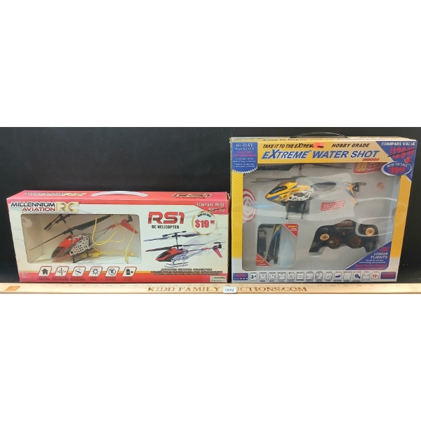 LOT OF 2 - MILLENIAL AVIATION RC RS1 HELICOPTER & HOBBY GRADE EXTREME WATER SHOT RC HELICOPTER