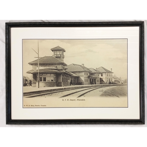 "G. T. R. DEPOT, ALLANDALE" BY UNKNOWN ARTIST - FRAMED PHOTOGRAPH