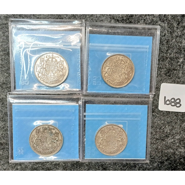 LOT OF 4 - 1942-1949 CDN SILVER 50 CENT COINS - CCCS GRADED