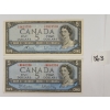 LOT OF 2 - 1954 CDN $5 BANKNOTES