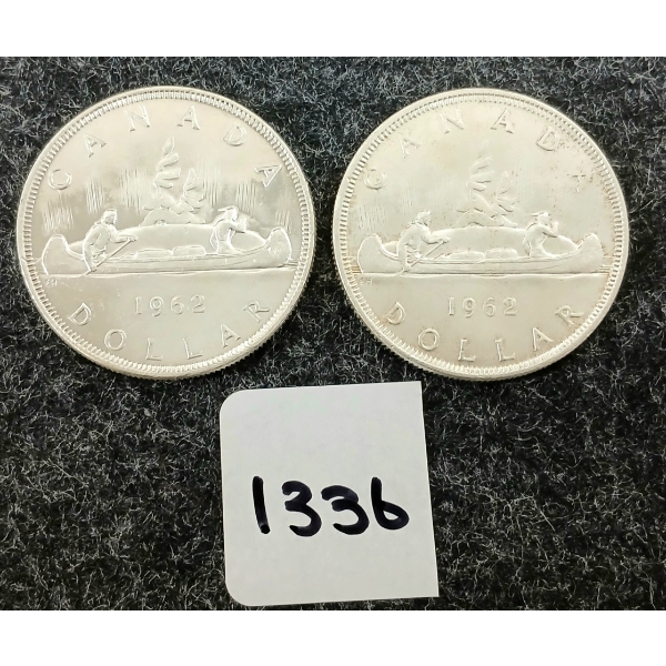 LOT OF 2 - 1963 CDN SILVER DOLLARS - VOYAGEUR 