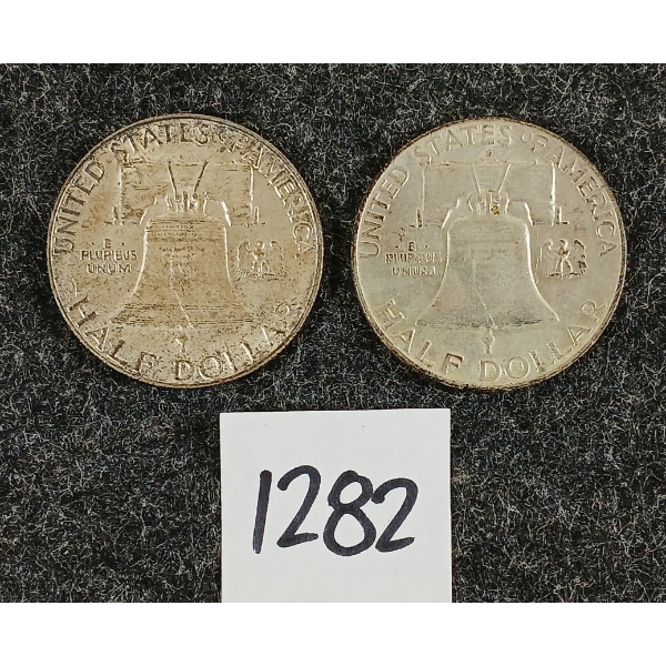 LOT OF 2 - 1961 & 1963 BENJAMIN FRANKLIN SILVER HALF DOLLARS