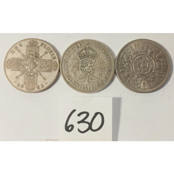 LOT OF 3 - 1923, 1939 & 1966 BRITISH SILVER FLORINS