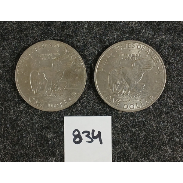LOT OF 2 - 1971 U.S. EISENHOWER SILVER DOLLAR COINS 