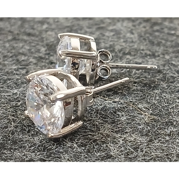 PAIR OF STERLING & CZ STUD EARRINGS