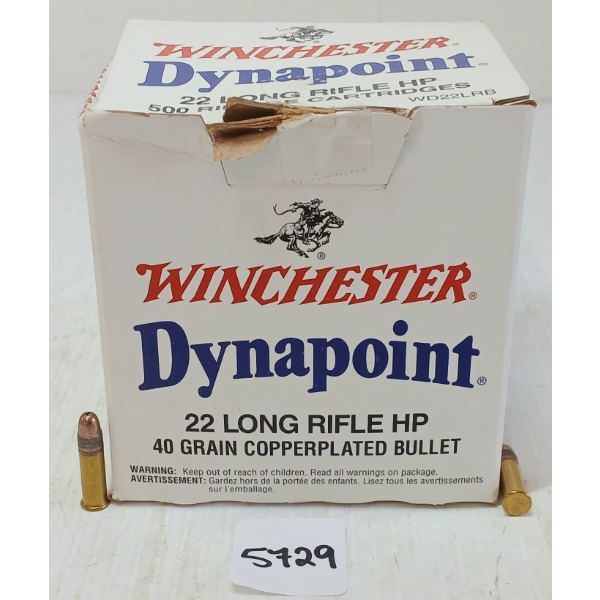 AMMO: APPROX 500X WINCHESTER DYNAPOINT .22 LR - 40GR - HP - SEALED