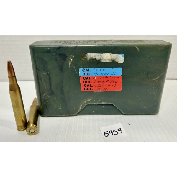 AMMO/BRASS: 16X .25-06 REM LIVE 120 GR. - RELOADS, 3X BRASS