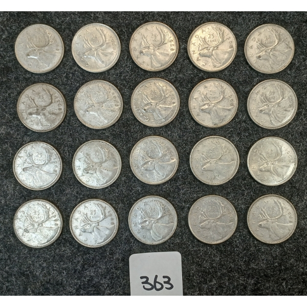 LOT OF 20 - 1968 CDN 25 CENT COINS 