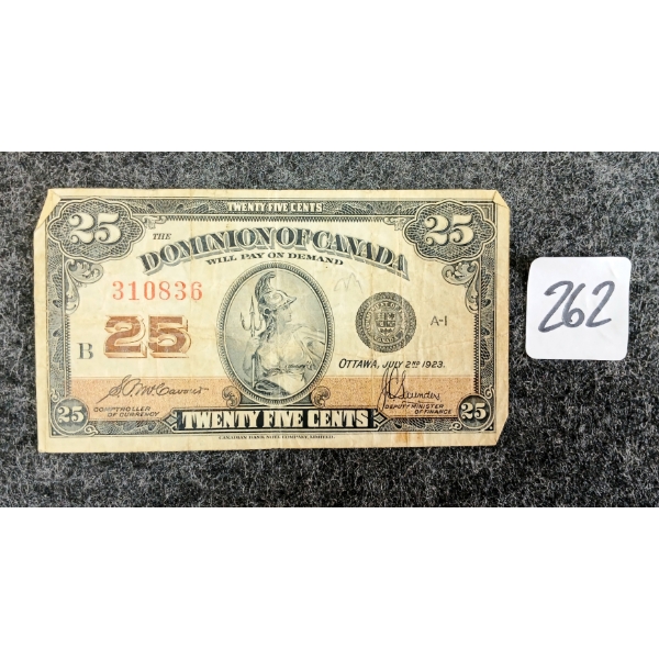 1923 DOMINION OF CANADA 25 CENT SHINPLASTER