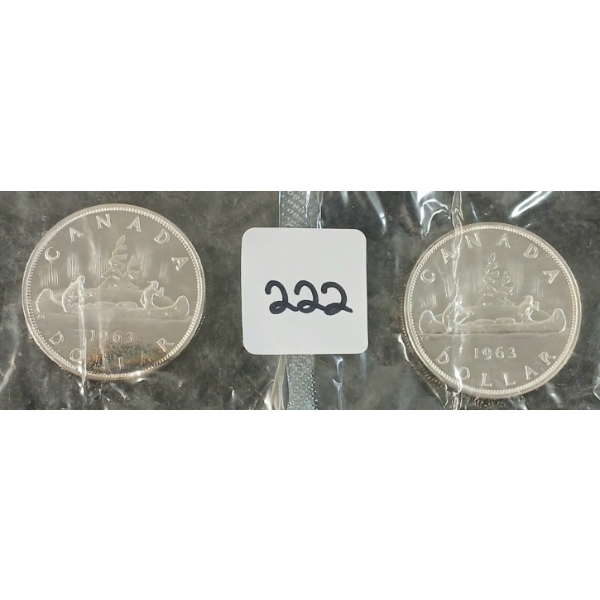  LOT OF 2 - 1963 CDN SILVER DOLLARS - VOYAGEUR