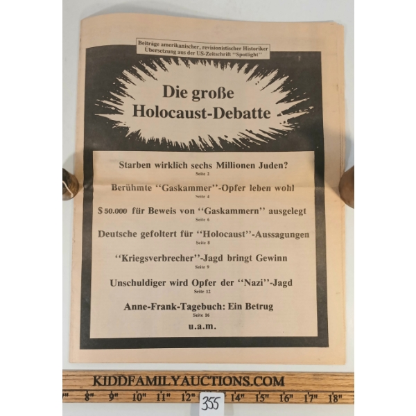 1979 "THE GREAT HOLOCAUST DEBATE" - GERMAN DENIAL RAG NEWSPAPER