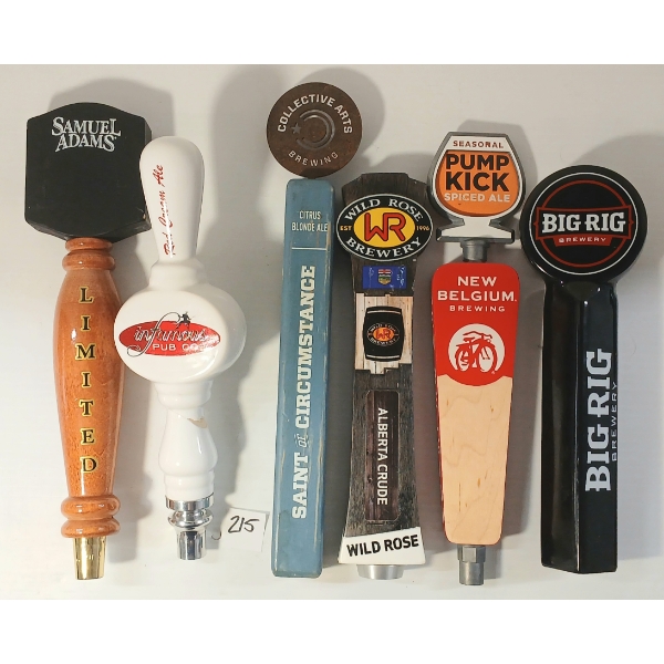 LOT OF 6 - BEER TAPS - BIG RED, NEW BELGIUM, SAMUEL ADAMS, COLLECTIVE ARTS, ETC