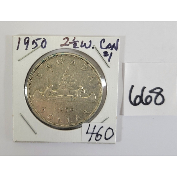 1950 CDN SILVER DOLLAR - 2 1/5 WATER LINES