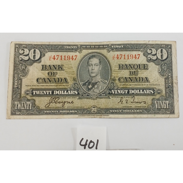 1937 CDN $20 BANKNOTE