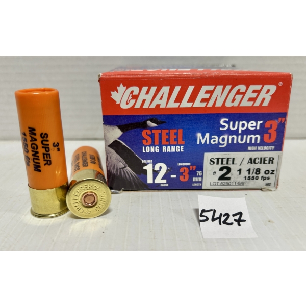 AMMO: 25X CHALLENGER 12 GA 3IN NO2 STEEL SHOT 