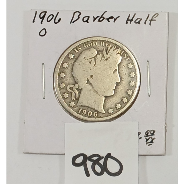 1906 U.S. SILVER BARBER HALF DOLLAR