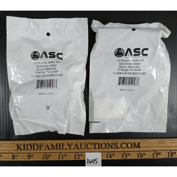 LOT OF 2 - ASC 9 MM LAR-15 10 RND PISTOL MAGAZINES - PAL REQ.
