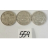 Image 1 : LOT OF 3 - 1949 CDN 50 CENT SILVER COINS