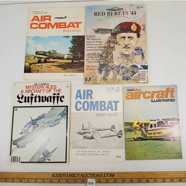 LOT OF 5 - AIRCRAFT & COMBAT MAGAZINES - INCL RED BERETS '44 & AIRCRAFT ILLUSTRATED