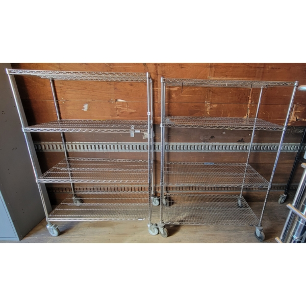 LOT OF 2 - ULINE STAINLESS STEEL WIRE RACKING
