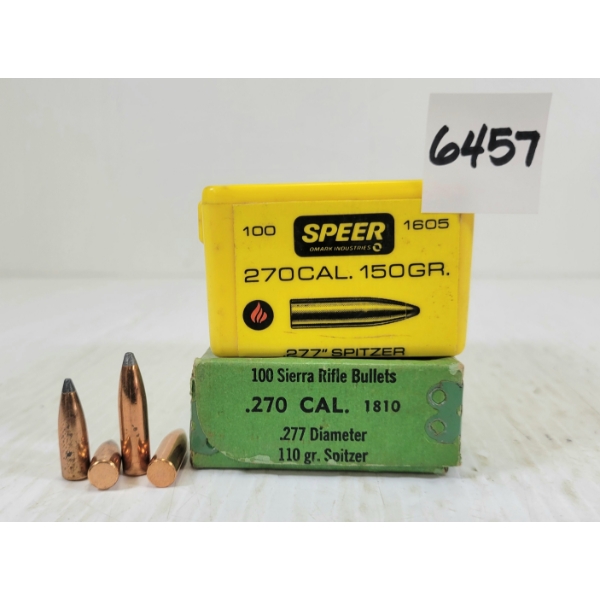 BULLETS: APPROX 130X SIERRA & SPEER .270 - 110 & 150GR - SPITZER 