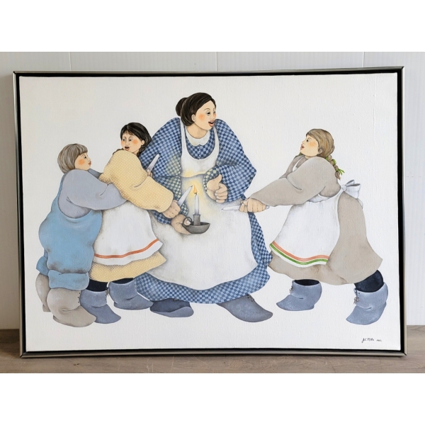 CANDELIGHT SCENE BY JUDITH CHRISTINE MILLS (PRS CDN ARTIST & AUTHOR) - FRAMED ARCYLIC ON BOARD