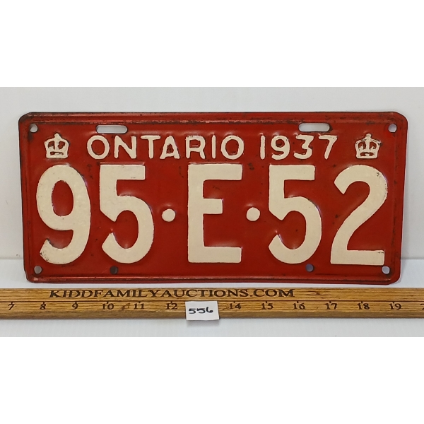 1937 ONTARIO LICENCE PLATE