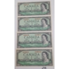 Image 1 : LOT OF 4 - 1954 CDN $1 BANKNOTES - SEQUENTIAL