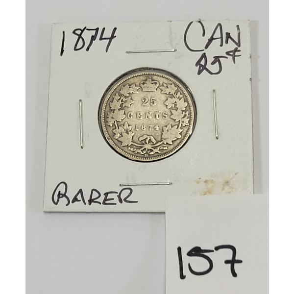 1874 CDN 25 CENT COIN