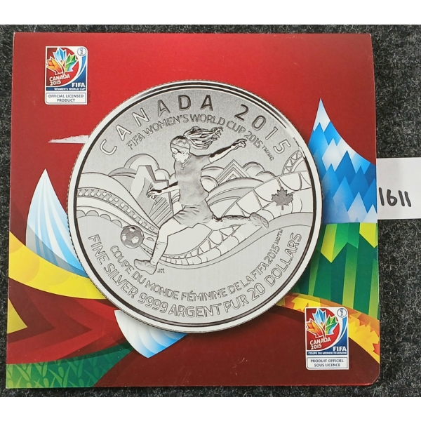 2015 CDN $20 SILVER COIN - FIFA WOMEN'S WORLD CUP