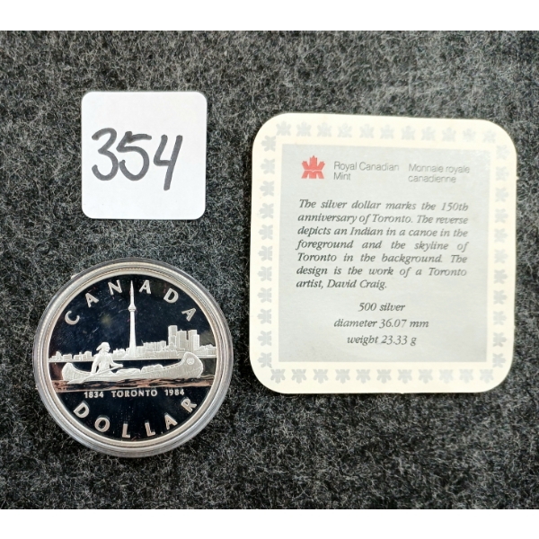 1984 RCM SILVER DOLLAR - 150TH ANNIVERSARY OF TORONTO