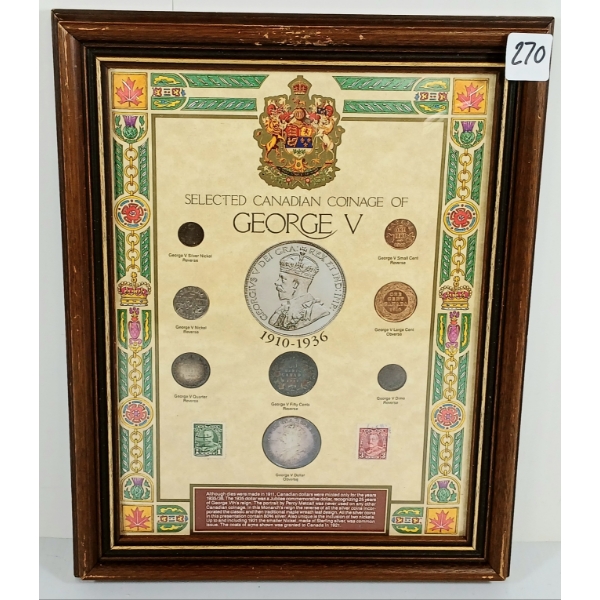 1910-1936 SELECTED CDN COINAGE OF GEORGE V - FRAMED