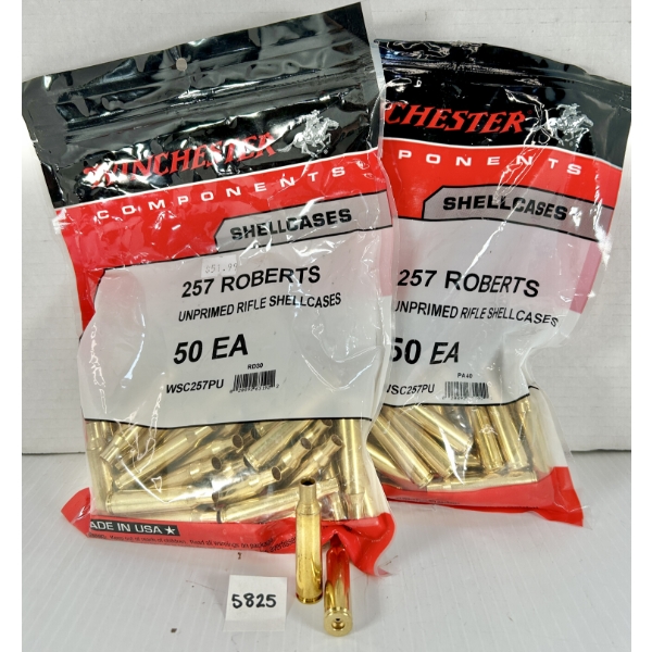 BRASS: 100X WINCHESTER .257 ROBERTS - AS NEW