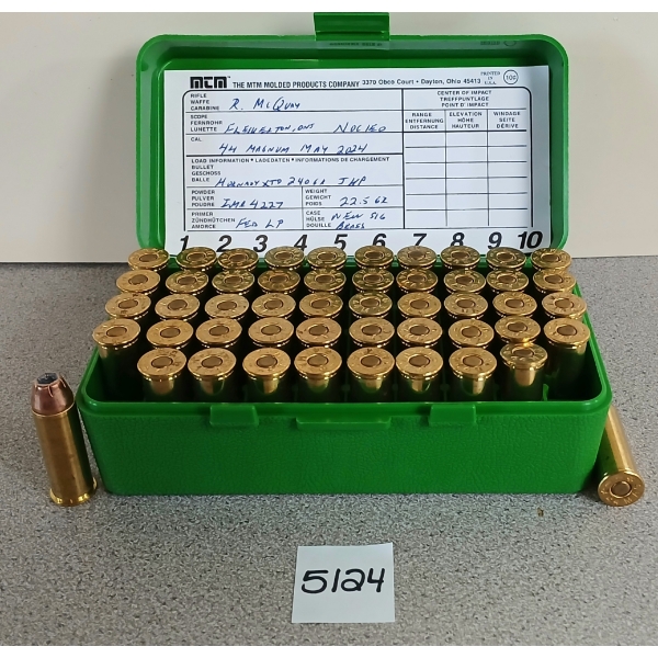AMMO: 50X .44 MAGNUM - 240GR JHP - RELOADS 