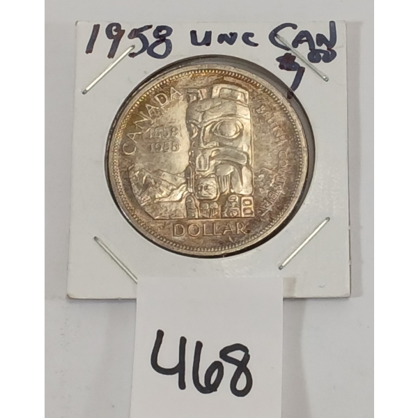 1958 CDN SILVER DOLLAR - TOTEM POLE - UNCIRCULATED