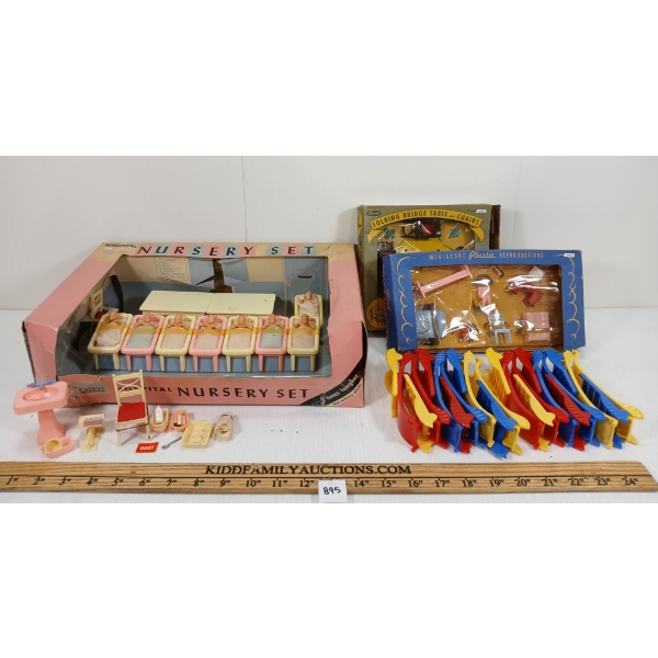LOT OF 4 - RENWAL HOSPITAL NURSEY SET, ALLIED DOLLY'S FURNITURE, ETC.