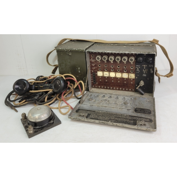 WWII CDN SWITCHBOARD UNIVERSAL CALL 6 LINE SERIAL - INCL HEADSET, PHONE & CABLES
