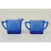 Image 4 : LOT OF 2 - COBALT BLUE DEPRESSION GLASS CREAM & SUGAR