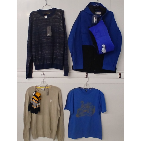 LOT OF 6 - MEN'S MEDIUM JACKET, SHIRT, SWEATER, GLOVES & SCARF - FT DEUS, PENFIELD, ETC