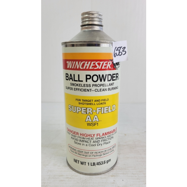 POWDER: APPROX 0.5LBS WINCHESTER SUPER-FIELD AA WSF1 BALL POWDER