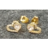 Image 1 : PAIR OF SIMULATED DIAMOND & GOLD PLATED HEART STUD EARRINGS