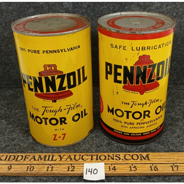 LOT OF 2 - PENNZOIL MOTOR OIL QT CANS