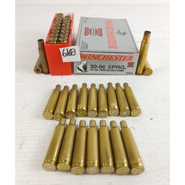 BRASS: 55X MIXED .30-06SPRG, .308CAL & 6MM REM - ONCE FIRED BRASS