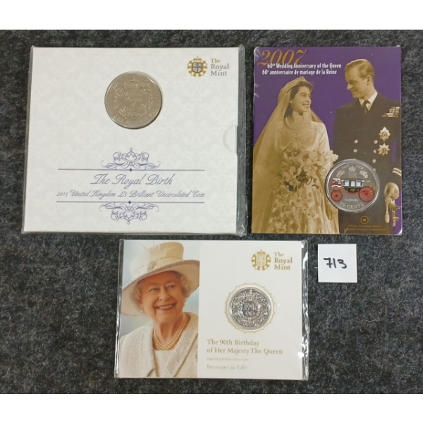LOT OF 3 - RCM & ROYAL MINT UNCIRCULATED 25 CENT, £5 & 20 COIN SETS
