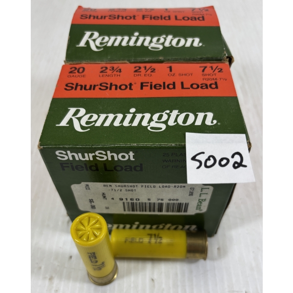 AMMO: 50 X REMINGTON 20 GA 2 3/4 INCH NO 7 1/2